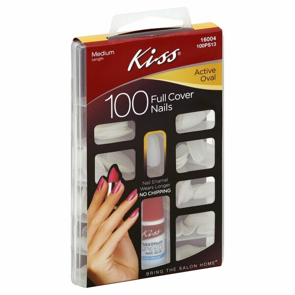 Kiss 100PS13 100 Full Cover Nails - Active Oval, 100PK 587249